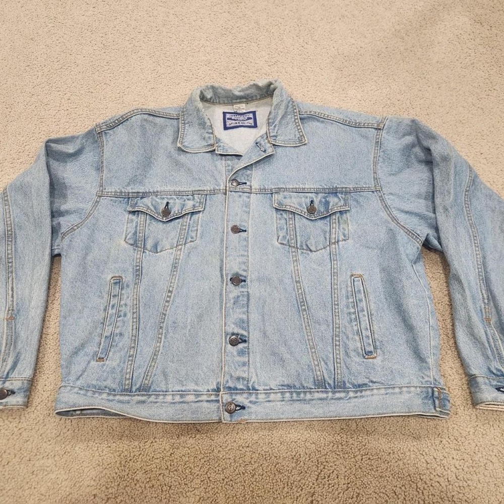 Vintage Hard Rock Cafe Denim Jean Jacket Size‎ XXL Blue Button Up Embroidered